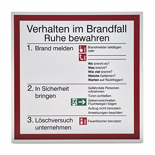 Hinweisschild „Verhalten im Brandfall“ - 20,0 x 20,0 cm - Hart-PVC - Brandschutzordnung, Aushänge und Verhaltensregeln - Betriebsausstattung24® von Betriebsausstattung24