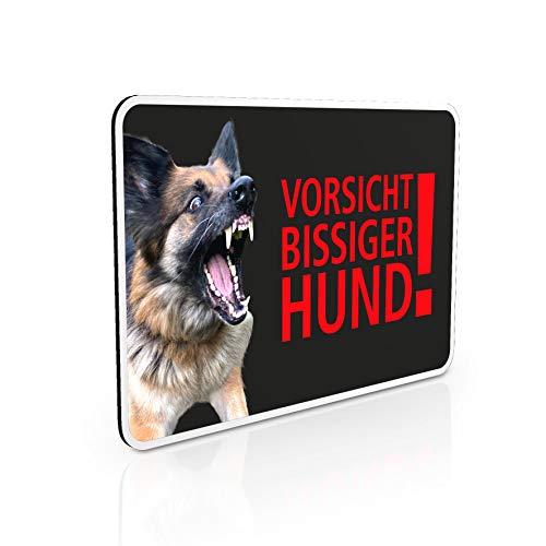 Hinweisschild Vorsicht bissiger Hund! | Hundewarnschild - Hier wache ich | Aluminium-Verbundmaterial 30,0 x 20,0 cm Schild von Betriebsausstattung24