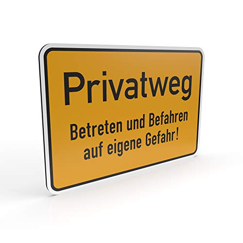 Betriebsausstattung24 Hinweisschild "Privatweg Betreten und Befahren auf eigene Gefahr!" - 30,0 x20,0 cm - Aluminium-Verbundplatte - Grundbesitzkennzeichnung von Betriebsausstattung24