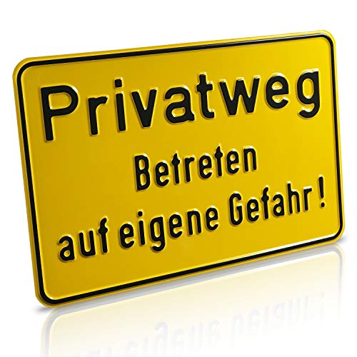 Betriebsausstattung24 Hinweisschild "Privatweg Betreten auf eigene Gefahr!" - Aluminium, geprägt - 30,0 x 20,0 cm von Betriebsausstattung24