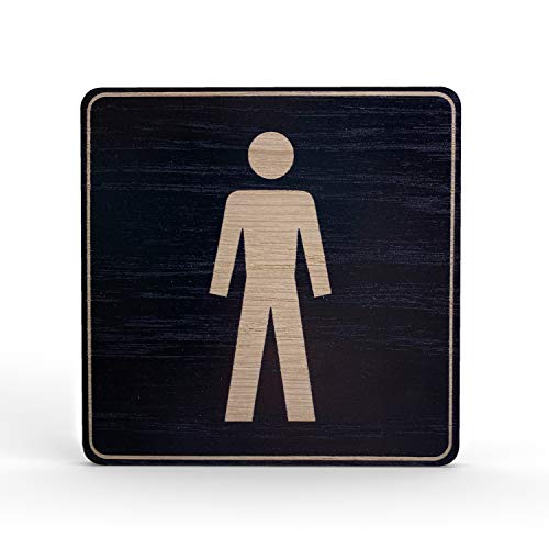 Holz-Türschild Piktogramm Herren - Hinweisschild aus Eichenfurnier - eckig 10x10 cm, schwarz - Für Ihre Tür & Wand - Inkl. Klebepad - Betriebsausstattung24® von Betriebsausstattung24