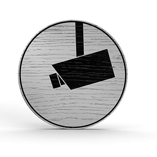 Holz-Türschild Piktogramm Videoüberwachung - Hinweisschild aus Eichenfurnier - rund Ø 10cm, weiß - Für Ihre Tür & Wand - Inkl. Klebepad - Betriebsausstattung24® von Betriebsausstattung24