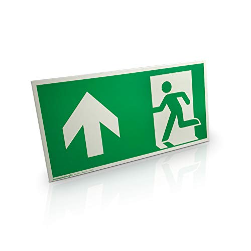 Notausgangsschild „links geradeaus“ - Aluminium, langnachleuchtend - 30,0 x 15,0 cm - Gemäß ASR A1.3 DIN 7010 DIN 67510 - Rettungsweg, Fluchtweg - Betriebsausstattung24 von Betriebsausstattung24