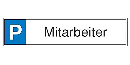 Parkplatzschild Besucherparkplatz | Aluminium geprägt | 52,0 x 11,0 cm | Parkplatzkennzeichnung (P - Mitarbeiter, 52,0 x 11,0 cm) von Betriebsausstattung24