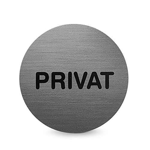 Türschild Piktogramm „PRIVAT“ - Runder Aufkleber aus PROTECT-Folie - Für Ihre Tür & Wand - Silber - Durchmesser Ø 7,0 cm - Selbstklebend - Betriebsausstattung24® von Betriebsausstattung24