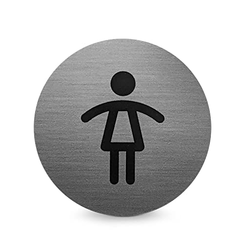 Türschild Piktogramm Damen - Runder Aufkleber aus PROTECT-Folie - Für Ihre Tür & Wand - Silber - Durchmesser Ø 7,0 cm - Selbstklebend - Betriebsausstattung24® von Betriebsausstattung24