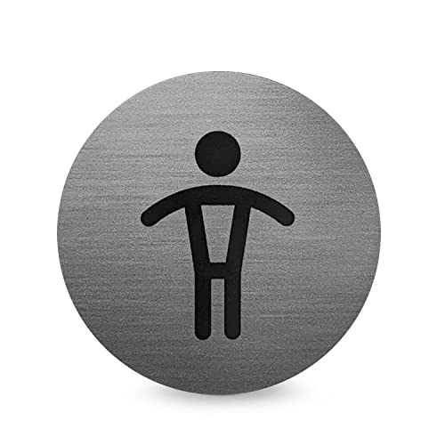 Türschild Piktogramm Herrentoilette - Runder Aufkleber aus PROTECT-Folie - Für Ihre Tür & Wand - Silber - Durchmesser Ø 7,0 cm - Selbstklebend - Betriebsausstattung24® von Betriebsausstattung24