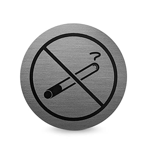 Türschild Piktogramm Rauchen verboten - Runder Aufkleber aus PROTECT-Folie - Für Ihre Tür & Wand - Silber - Durchmesser Ø 7,0 cm - Selbstklebend - Betriebsausstattung24® von Betriebsausstattung24