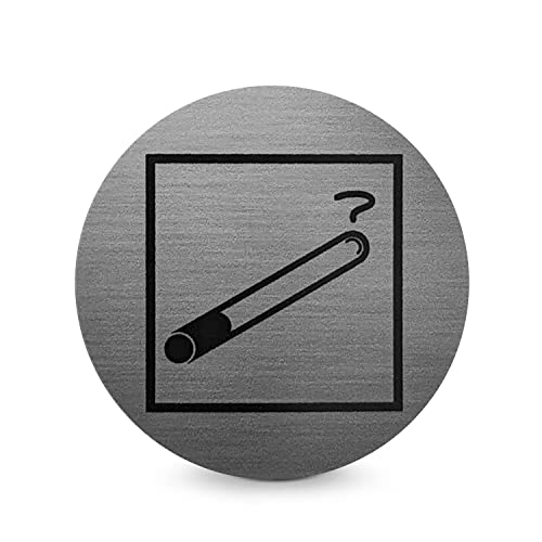 Türschild Piktogramm Raucherbereich - Runder Aufkleber aus PROTECT-Folie - Für Ihre Tür & Wand - Silber - Durchmesser Ø 7,0 cm - Selbstklebend - Betriebsausstattung24® von Betriebsausstattung24