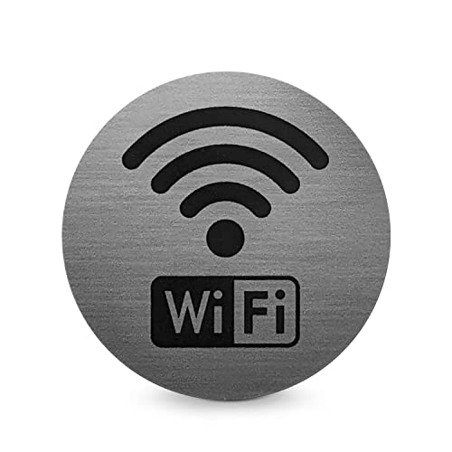Türschild Piktogramm WiFi/WLAN- Runder Aufkleber aus PROTECT-Folie - Für Ihre Tür & Wand - Silber - Durchmesser Ø 7,0 cm - Selbstklebend - Betriebsausstattung24® von Betriebsausstattung24