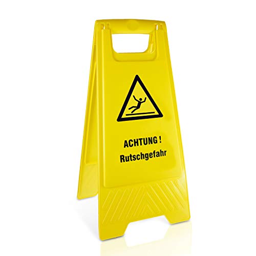 Warnaufsteller "Achtung! Rutschgefahr" - Kunststoff - Gelb - Höhe 61 cm - zusammenklappbar - Viele verschiedene Motive - Betriebsausstattung24® von Betriebsausstattung24