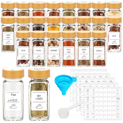 120 ml Glass Spice Jars with Bamboo Lids,4 oz Empty Square Spice Bottles Containers with Shaker Lids Labels Measuring Spoon and Silicone Funnel Cabinet Drawer 120 ml Glass Spice Jars with Bamboo Lids,4 oz Empty Square Spice Bottles Containers with Shaker Lids Labels Measuring Spoon and Silicone Funnel Cabinet Drawer von Betrome