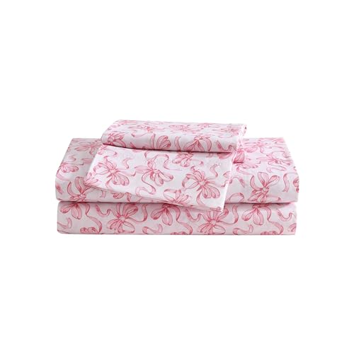 Betsey Johnson - Queen Sheet Set, Soft & Lightweight Bedding, Fade & Wrinkle Resistant (Ballet Bows Pink, Queen) von Betsey Johnson
