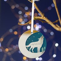 starry Wolf Spiegel Personalisierte Weihnachtsdekoration|Baumdekoration Aus Holz|Personalisierte Weihnachtsverzierung von BetsyBennLtd