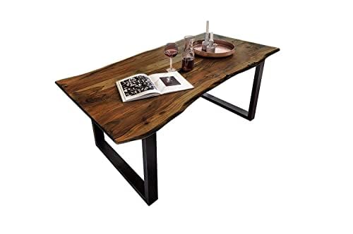 SAM B-Ware Esstisch 160x85 cm Mundra, Baumkantentisch aus Akazienholz, massiv + nussbaumfarben, U-Metallgestell Schwarz, Esszimmertisch mit echter Baumkante SAM B-Ware Esstisch 160x85 cm Mundra, Baumkantentisch aus Akazienholz, massiv + nussbaumfarben, U-Metallgestell Schwarz, Esszimmertisch mit echter Baumkante von Bett11