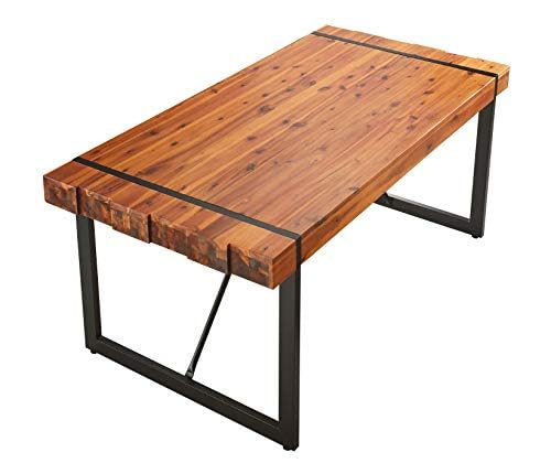 SAM B-Ware Esszimmertisch 180 x 90 cm Benne, Akazienholz cognacfarbig, Esstisch mit Balken-Optik, Holztisch mit schwarz lackiertem Kufengestell von Bett11