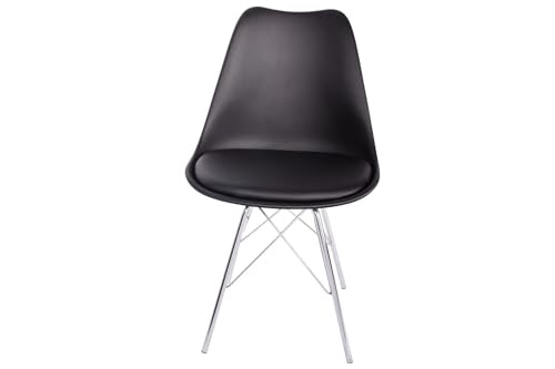 SAM B-Ware Schalenstuhl Brooke, Sitzschale schwarz, integriertes Kunstleder-Sitzkissen, Stuhl mit Metallfüßen in Chrom, Esszimmerstuhl im skandinavischen Stil von Bett11