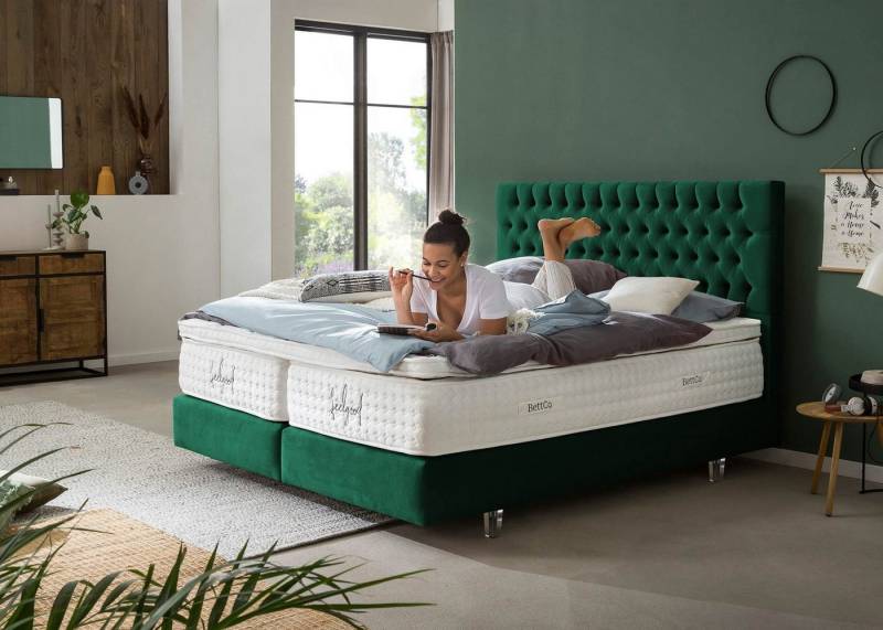 BettCo Boxspringbett Vegas (7-St., 160 x 200 cm), Chesterfield Design, Topper optional, Acryl-Füße von BettCo