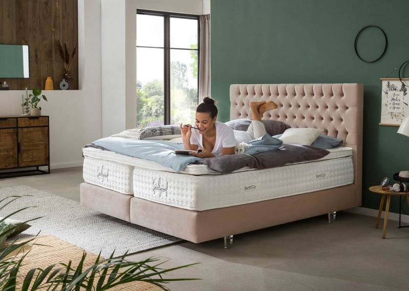 BettCo Boxspringbett Vegas (7-St., 160 x 200 cm), Chesterfield Design, Topper optional, Acryl-Füße von BettCo