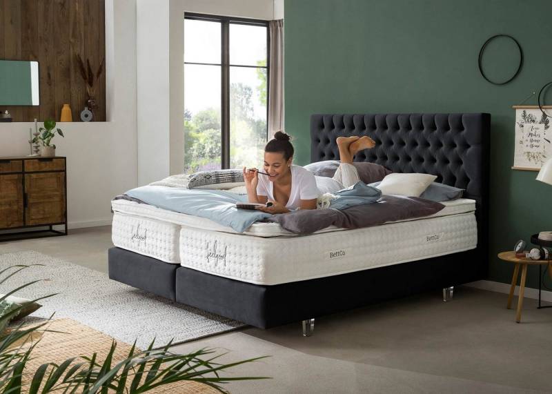 BettCo Boxspringbett Vegas (7-St., 180 x 200 cm), Chesterfield Design, Topper optional, Acryl-Füße von BettCo