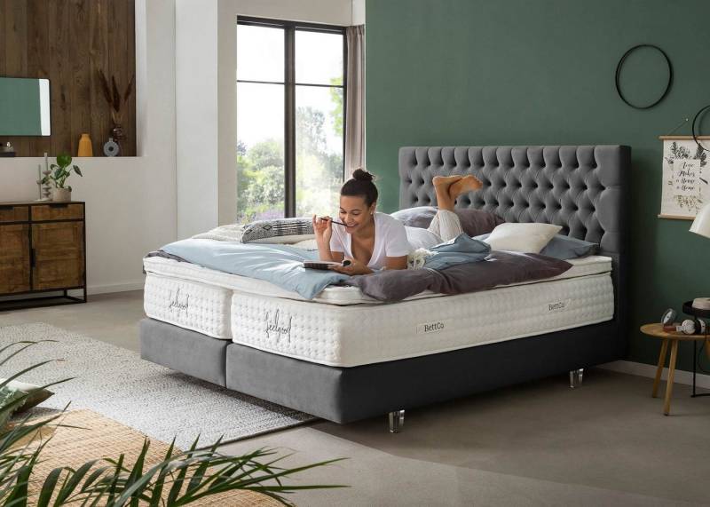 BettCo Boxspringbett Vegas (7-St., 180 x 200 cm), Chesterfield Design, Topper optional, Acryl-Füße von BettCo