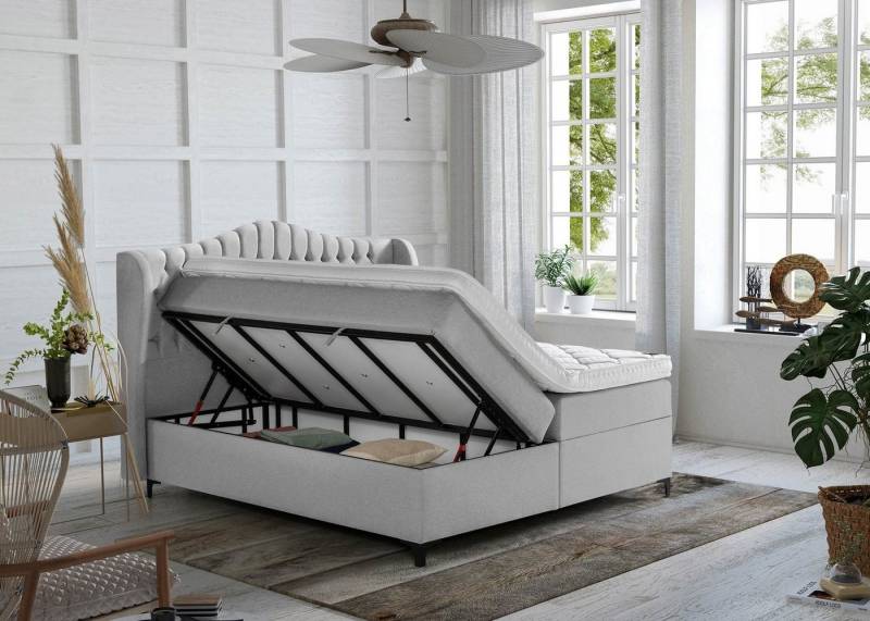 BettCo Stauraumbett Boxspringbett mit Bettkasten Maison (160 x 200 cm, 160 x 200 cm), XXL Bettkasten, Metallfüße, Topper optional von BettCo