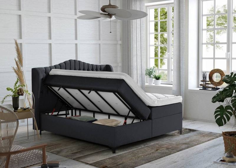 BettCo Stauraumbett Boxspringbett mit Bettkasten Maison (180 x 200 cm, 180 x 200 cm), XXL Bettkasten, Metallfüße, Topper optional von BettCo
