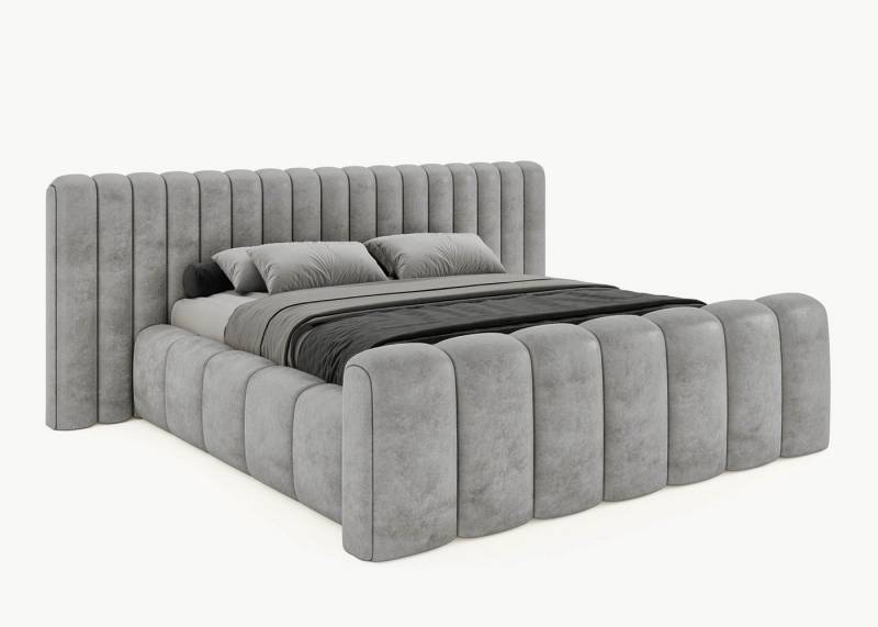 BettCo Stauraumbett Polsterbett mit Bettkasten Derby (in Grau Velours, 120 x 200 cm), mit Lattenrost, optionale Matratze von BettCo
