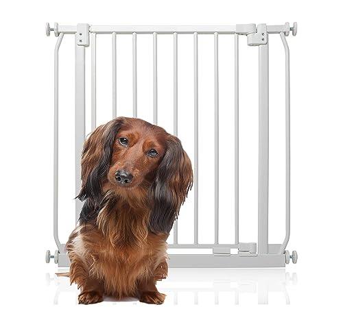 Bettacare Elite Hundegitter, 71cm - 80cm, Matt Weiß, Druckbefestigung Hundegitter für Hunde und Welpen,Barrière Einfache Installation von Bettacare