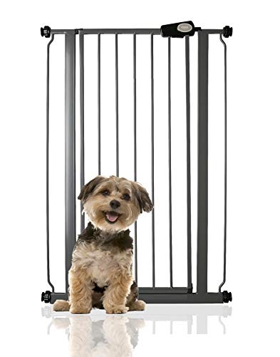 Bettacare Extra hohes Druckmontierte Premium Haustiergitter, 68.5cm - 75cm, Schiefergrau, Druckmontierte Treppengitter für Hunde, Sicherheitsbarriere für Welpen, einfache Montage von Bettacare