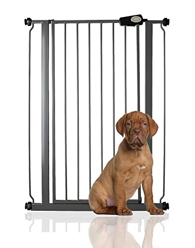 Bettacare Extra Tall Druckmontierte Premium Haustiergitter, 75cm - 83cm, Schiefergrau, Druckmontierte Treppenschutzgitter für Hunde, Sicherheitsbarriere für Welpen, einfache Installation von Bettacare