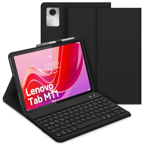 Bettdow für Lenovo Tab M11 2024 11" Tastatur Hülle, QWERTZ Abnehmbare Tastatur mit Schutzhülle für Lenovo Tablet M11 2024 11 Zoll TB330, Schwarz von Bettdow
