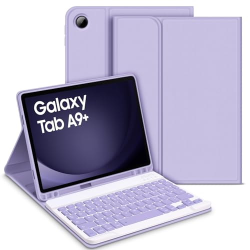 Bettdow für Samsung Galaxy Tab A9+/A9 Plus 2023 Tastatur Hülle, Deutsch QWERTZ Layout Abnehmbarer Tastaturmit Hülle für Galaxy Tab A9+ 11 Zoll SM-X210/X215/X216, Lila von Bettdow