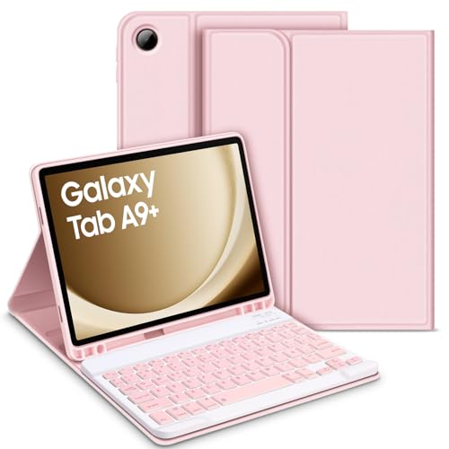 Bettdow für Samsung Galaxy Tab A9+/A9 Plus 2023 Tastatur Hülle, Rosa (Spanisch) von Bettdow