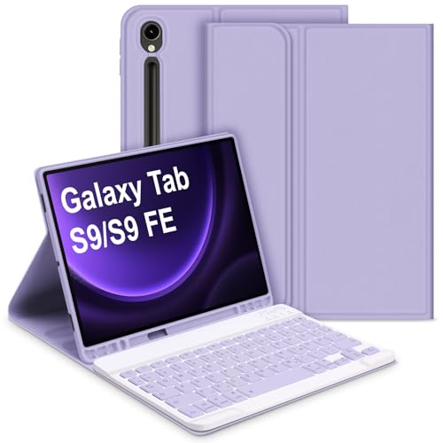 Bettdow für Samsung Galaxy Tab S10 FE 10.9" 2025 Tastatur Hülle, Deutsch QWERTZ Layout Abnehmbarer Tastatur mit Hülle für Galaxy Tab S10 FE/Tab S9 FE 10.9 Zoll/Tab S9 11 Zoll, Lila von Bettdow