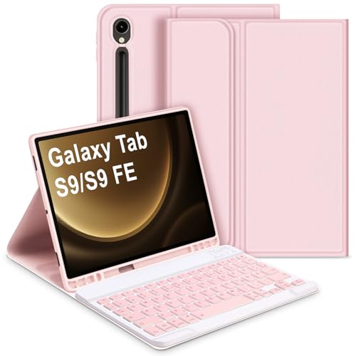 Bettdow für Samsung Galaxy Tab S10 FE 10.9" 2025 Tastatur Hülle, Deutsch QWERTZ Layout Abnehmbarer Tastatur mit Hülle für Galaxy Tab S10 FE/Tab S9 FE 10.9 Zoll/Tab S9 11 Zoll, Rosa von Bettdow