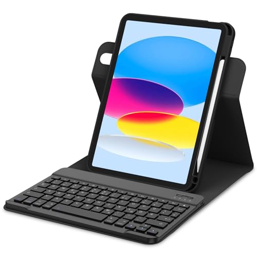 Bettdow für iPad A16 11. Generation 2025/10.Generation 2022 Tastatur Hülle, Hoch-/Querformat Verwenden, QWERTZ Layout Abnehmbarer Tastatur mit Hülle für iPad 10.Gen 10,9"/ 11.Gen 11", Schwarz von Bettdow