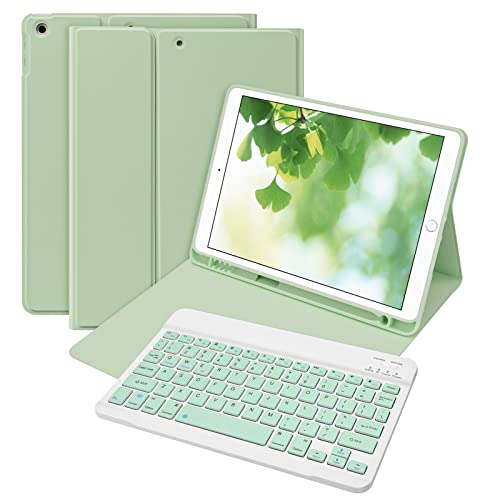 Bettdow für iPad 9 Gen 2021/8 Gen 2020/7 Gen 2019 Tastatur Hülle, Deutsch QWERTZ Layout Magnetisch Abnehmbarer Tastatur, Hülle mit Stifthalter für iPad 10,2 Zoll 2019-2021, Grün von Bettdow