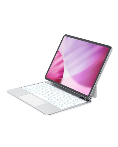 Bettdow für iPad Air 11 Zoll M3 2025/M2 2024, Air 4./5.Gen, Pro 11" 1./2./3./4.Gen Tastatur Hülle, Leichte Aluminiumlegierung Schwebendes Magnetisches Design mit Trackpad, QWERTZ-Layout Tastatur, Weiß von Bettdow