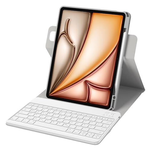 Bettdow für iPad Air 13 Zoll M3 2025/ M2 2024 Tastatur Hülle, Hoch-/Querformat Verwenden, QWERTZ Layout Abnehmbarer Tastatur mit Hülle für iPad Pro 12.9" 3./4./5./6.Gen 2018-2022, Grau von Bettdow