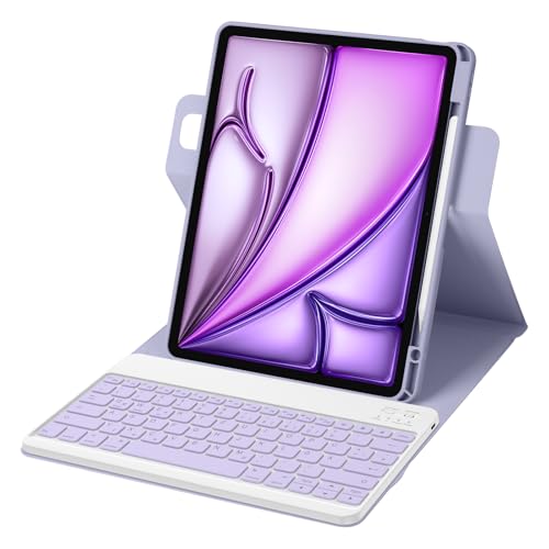 Bettdow für iPad Air 13 Zoll M3 2025/ M2 2024 Tastatur Hülle, Hoch-/Querformat Verwenden, QWERTZ Layout Abnehmbarer Tastatur mit Hülle für iPad Pro 12.9" 3./4./5./6.Gen 2018-2022, Lila von Bettdow