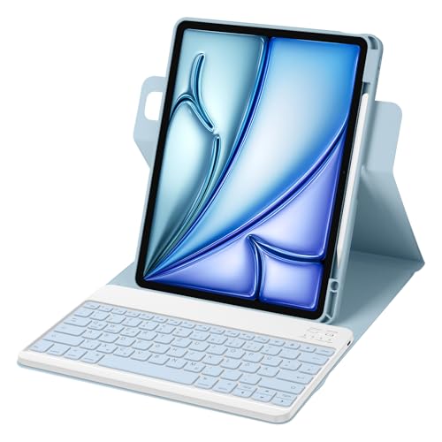 Bettdow für iPad Air 13 Zoll M3 2025/ M2 2024 Tastatur Hülle, Hoch-/Querformat Verwenden Hülle, Deutsch QWERTZ Layout Abnehmbarer Tastatur für iPad Pro 12.9" 3./4./5./6.Gen 2018-2022 & Air 13", Blau von Bettdow