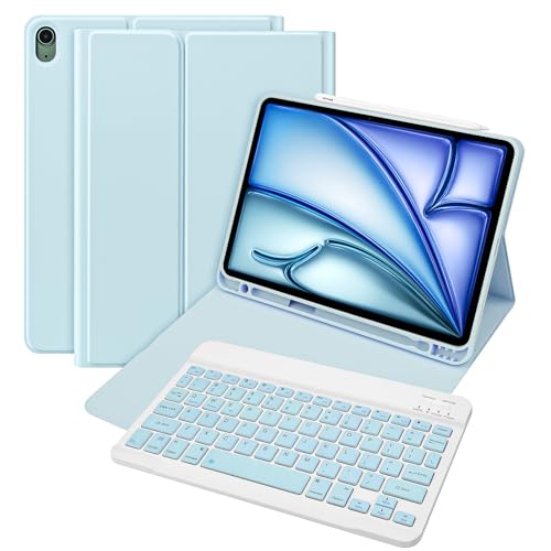 Bettdow für iPad Air 5 Gen 2022/Air 4 Gen 2020 Tastatur Hülle, Deutsch QWERTZ Layout Magnetisch Abnehmbarer Tastatur, Hülle mit Stifthalter für iPad Air 10,9 Zoll 2020/2022, Blau von Bettdow