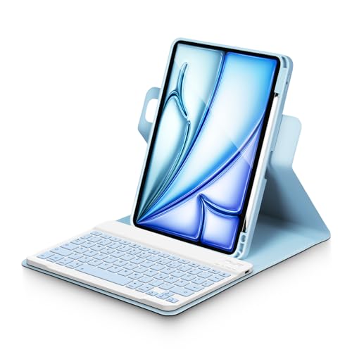 Bettdow für iPad Air 11 Zoll M3 2025/ M2 2024 Tastatur Hülle, Hoch-/Querformat Verwenden, QWERTZ Layout Abnehmbarer Tastatur mit Hülle für iPad Air 11 Zoll 2024/2025, Air 5.Gen/4.Gen 10.9", Blau von Bettdow