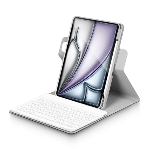 Bettdow für iPad Air 11 Zoll M3 2025/ M2 2024 Tastatur Hülle, Hoch-/Querformat Verwenden, QWERTZ Layout Abnehmbarer Tastatur mit Hülle für iPad Air 11 Zoll 2024/2025, Air 5.Gen/4.Gen 10.9", Grau von Bettdow