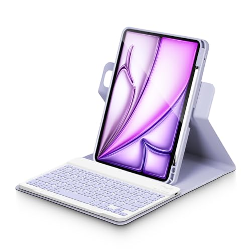 Bettdow für iPad Air 11 Zoll M3 2025/ M2 2024 Tastatur Hülle, Hoch-/Querformat Verwenden, QWERTZ Layout Abnehmbarer Tastatur mit Hülle für iPad Air 11 Zoll 2024/2025, Air 5.Gen/4.Gen 10.9", Lila von Bettdow