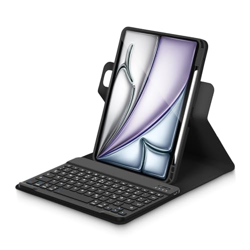 Bettdow für iPad Air 11 Zoll M3 2025/ M2 2024 Tastatur Hülle, Hoch-/Querformat Verwenden, QWERTZ Layout Abnehmbarer Tastatur mit Hülle für iPad Air 11 Zoll 2024/2025, Air 5.Gen/4.Gen 10.9",Schwarz von Bettdow