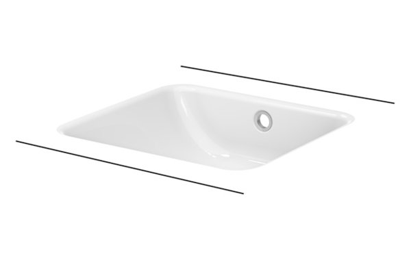 Bette One Unterbau-Waschtisch, ohne Hahnloch, mit Überlauf, A135, 435 x 416 mm, Farbe: Weiß von Bette