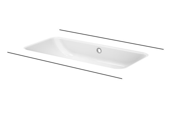 Bette One Unterbau-Waschtisch, ohne Hahnloch, mit Überlauf, A137, 767 x 400 mm, Farbe: Weiß von Bette