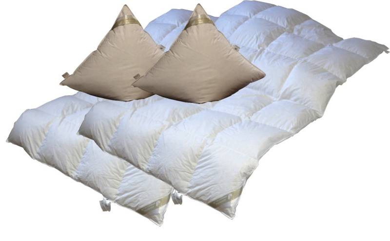 2 x Set leichte Ganzjahresdecke Daunendecke 4x6 135x200 + Kissen 80x80 4-tlg. von Betten Hofmann